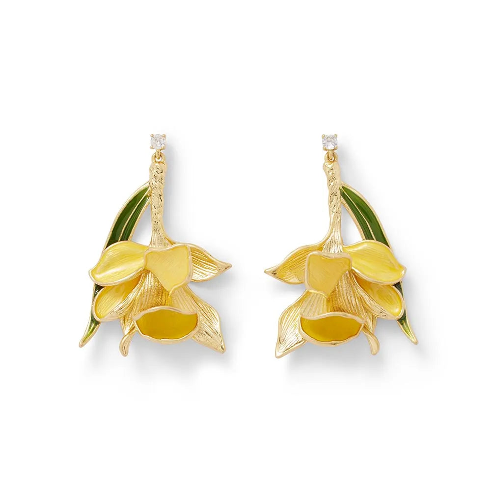 Gilded Age Daffodil Drop Earrings