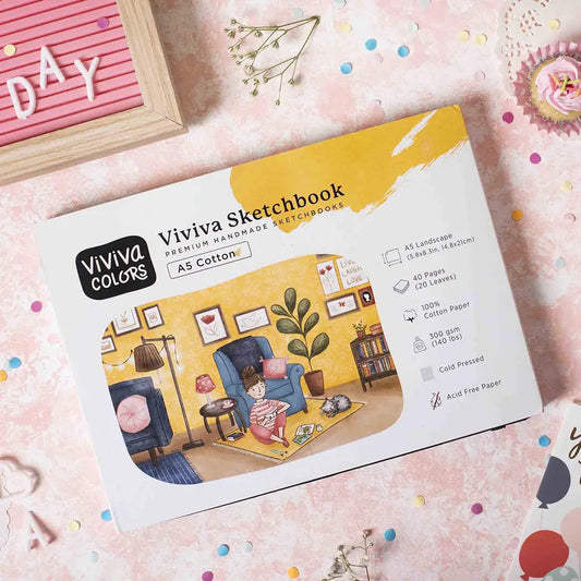 A5 Cotton Sketchbook - 100% Cotton Handmade Paper