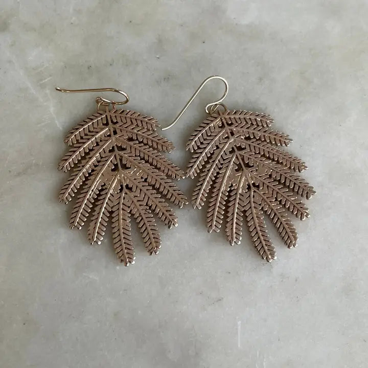 Mimosa Leaf Earrings - Large