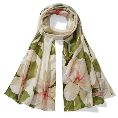 Studies of Magnolias Oblong Silk Scarf